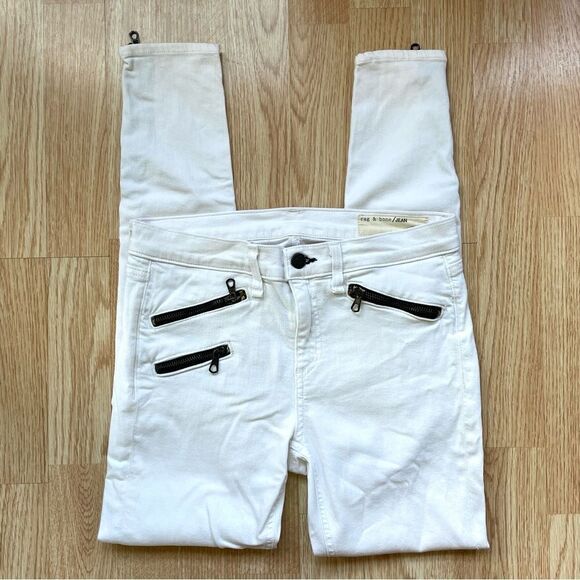 Rag & Bone Bright White Ankle Zip Skinny Jeans - Picture 7 of 14